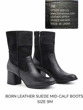 Born Black Leather & Suede Patchwork Upper Boots